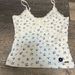 White floral lace tank size small from Hollister